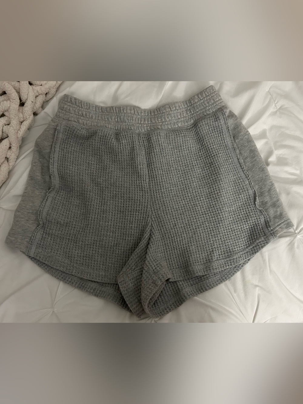 aerie Heather Gray Waffle Knit Lounge Shorts